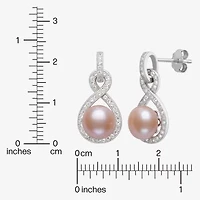Limited Quantities! Womens Pink Cultured Freshwater Pearl Sterling Silver Infinity Drop Earrings