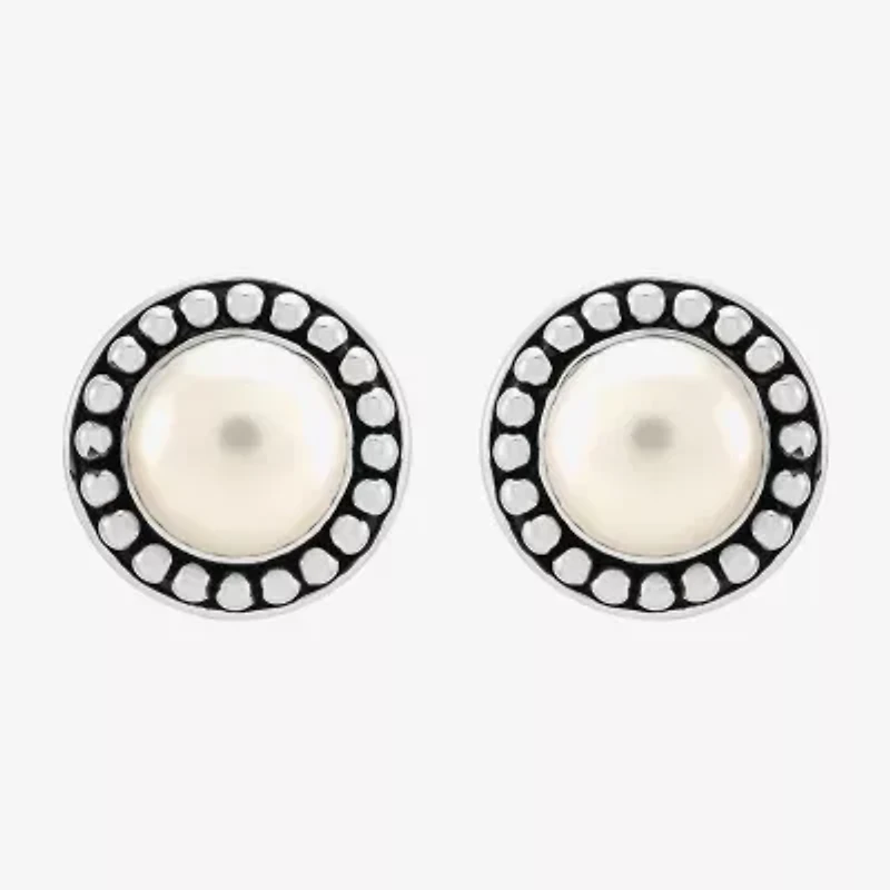 Limited Quantities! Genuine White Cultured Freshwater Pearl Sterling Silver 15.7mm Stud Earrings