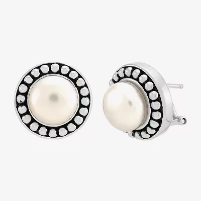 Limited Quantities! Genuine White Cultured Freshwater Pearl Sterling Silver 15.7mm Stud Earrings