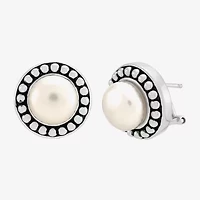 Limited Quantities! Genuine White Cultured Freshwater Pearl Sterling Silver 15.7mm Stud Earrings