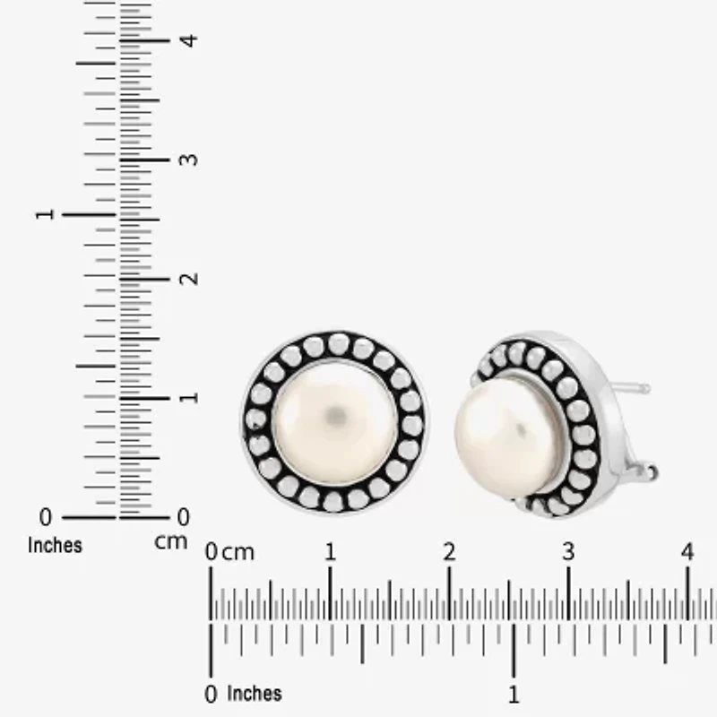 Limited Quantities! Genuine White Cultured Freshwater Pearl Sterling Silver 15.7mm Stud Earrings