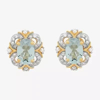 Limited Quantities! 1/8 CT. T.W. Genuine Blue Aquamarine 14K Gold 9.6mm Stud Earrings