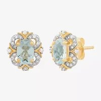 Limited Quantities! 1/8 CT. T.W. Genuine Blue Aquamarine 14K Gold 9.6mm Stud Earrings