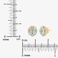 Limited Quantities! 1/8 CT. T.W. Genuine Blue Aquamarine 14K Gold 9.6mm Stud Earrings