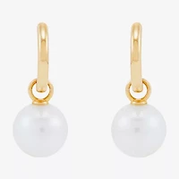 Limited Quantities! Womens Genuine White Cultured Freshwater Pearl 14K Gold 22.4mm Hoop Earrings