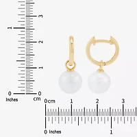 Limited Quantities! Womens Genuine White Cultured Freshwater Pearl 14K Gold 22.4mm Hoop Earrings