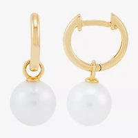 Limited Quantities! Womens Genuine White Cultured Freshwater Pearl 14K Gold 22.4mm Hoop Earrings