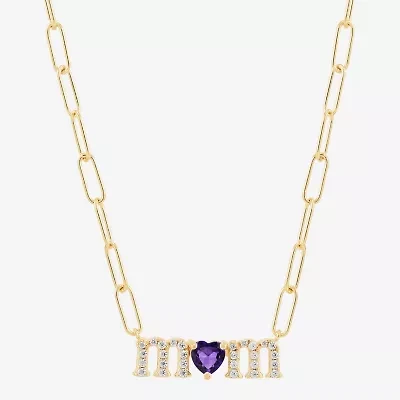 Limited Quantities! Womens Genuine Purple Amethyst 14K Gold Over Silver Heart 18 Inch Pendant Necklace