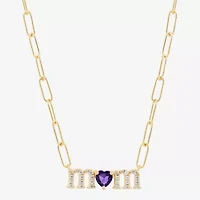 Limited Quantities! Womens Genuine Purple Amethyst 14K Gold Over Silver Heart 18 Inch Pendant Necklace