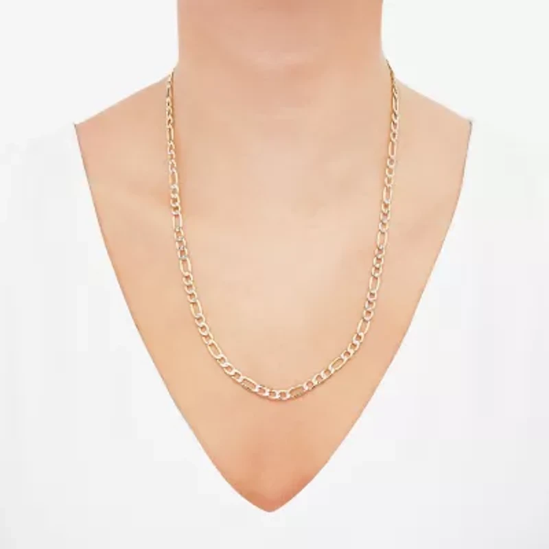 Made in Italy Womens 10K Gold 22 Inch Figaro Chain Necklace