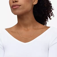 Made in Italy Womens 10K Gold Inch Box Chain Necklace