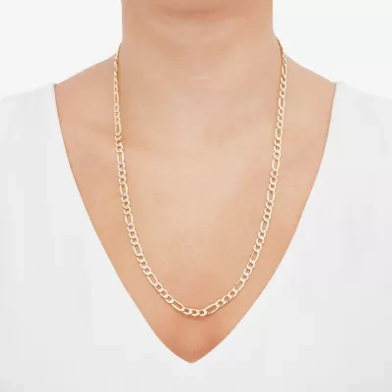 Made in Italy Womens 10K Gold 24 Inch Figaro Chain Necklace