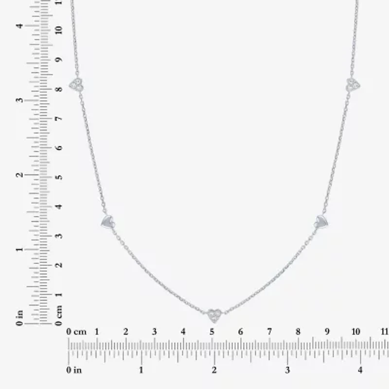 G-H / Si2-I1 Womens 1/10 CT. T.W. Lab Grown White Diamond Sterling Silver Heart 18 Inch Pendant Necklace