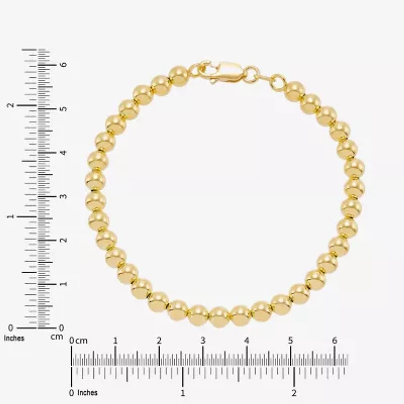 Limited Quantities! Womens 18K Gold Over Silver 7.25 Inch Hollow Bead Chain Bracelet