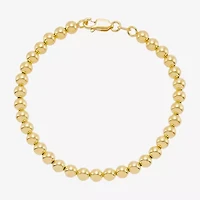 Limited Quantities! Womens 18K Gold Over Silver 7.25 Inch Hollow Bead Chain Bracelet