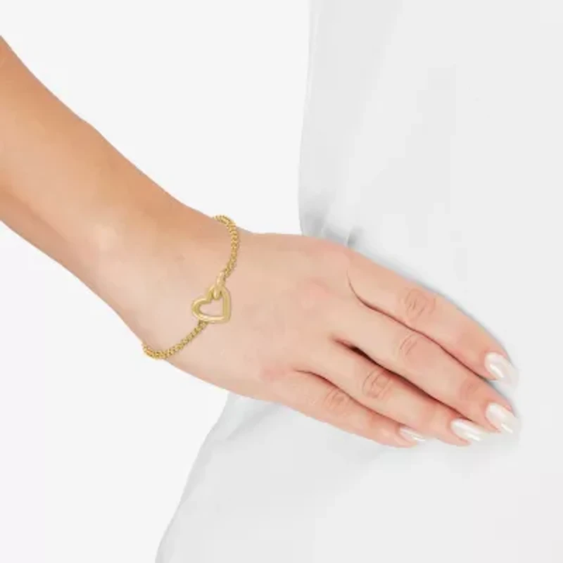 Limited Quantities! Womens 24K Gold Over Silver Heart Charm Bracelet
