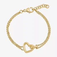 Limited Quantities! Womens 24K Gold Over Silver Heart Charm Bracelet