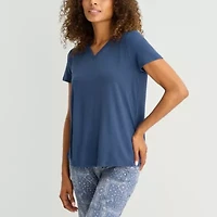 Jaclyn Womens V-Neck Short Sleeve 2-pc. Pajama Sets