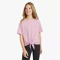 Champion Tie Front Big Kid Girls Round Neck Short Sleeve Relaxed Fit Graphic T-Shirt
