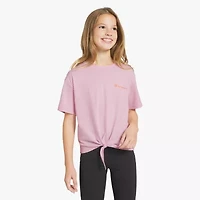 Champion Tie Front Big Kid Girls Round Neck Short Sleeve Relaxed Fit Graphic T-Shirt