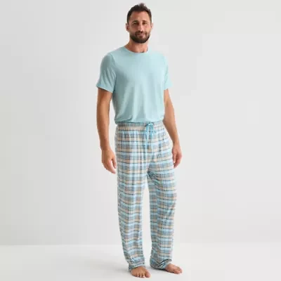 RESTWELL Mens Crew Neck Short Sleeve 2-pc. Pajama Sets