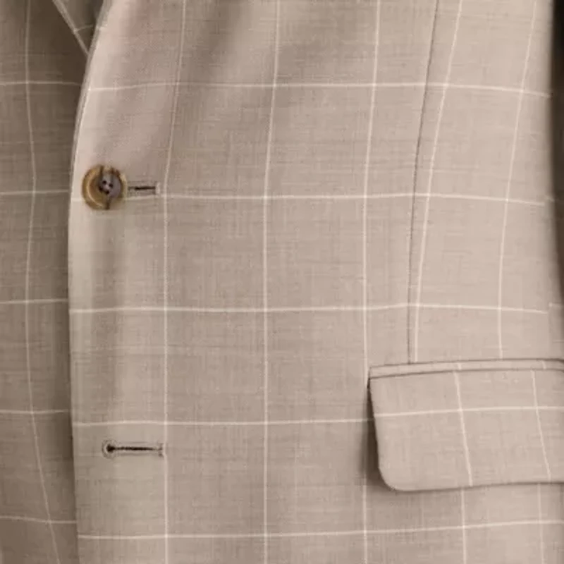 Stafford Coolmax All Season Ecomade Mens Classic Fit Windowpane Suit Jacket