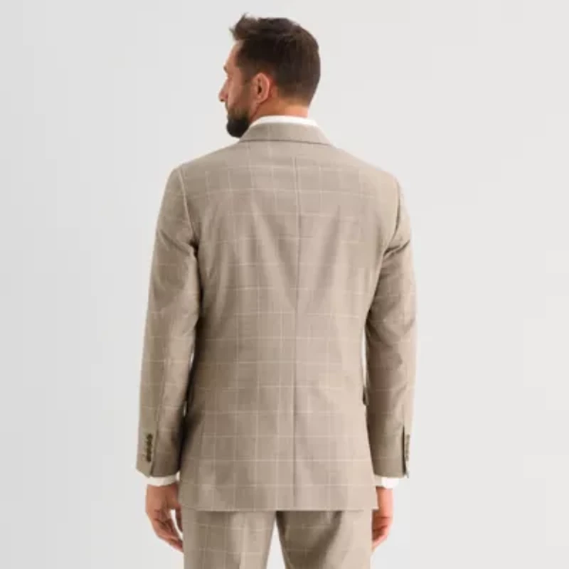 Stafford Coolmax All Season Ecomade Mens Classic Fit Windowpane Suit Jacket