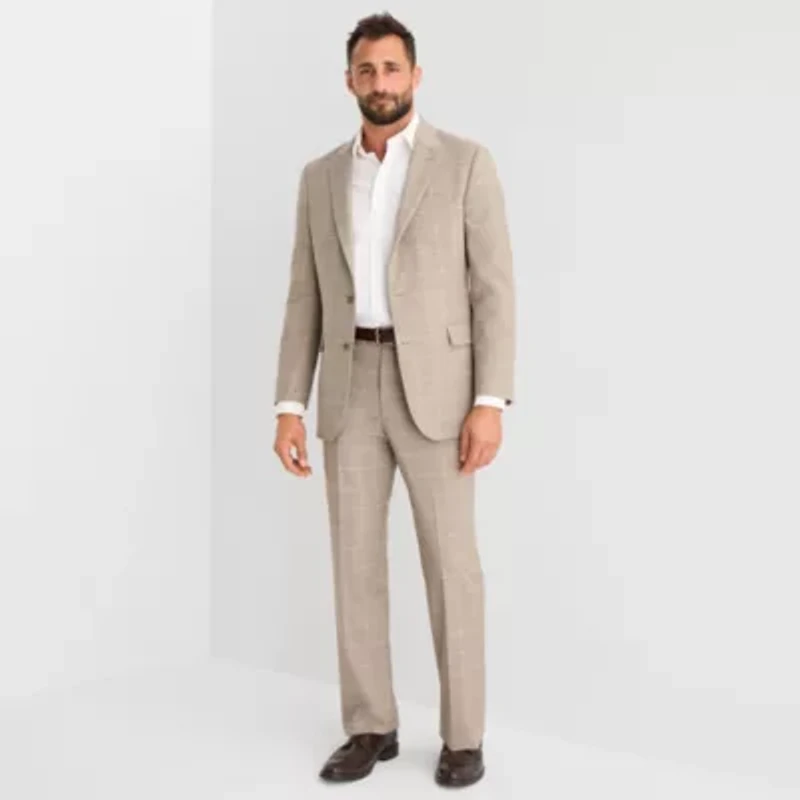 Stafford Coolmax All Season Ecomade Mens Classic Fit Windowpane Suit Jacket