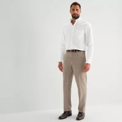 Stafford Mens Windowpane Classic Fit Flat Front Suit Pant