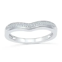 Womens 1/10 CT. T.W. Natural White Diamond 10K Gold Delicate Stackable Ring