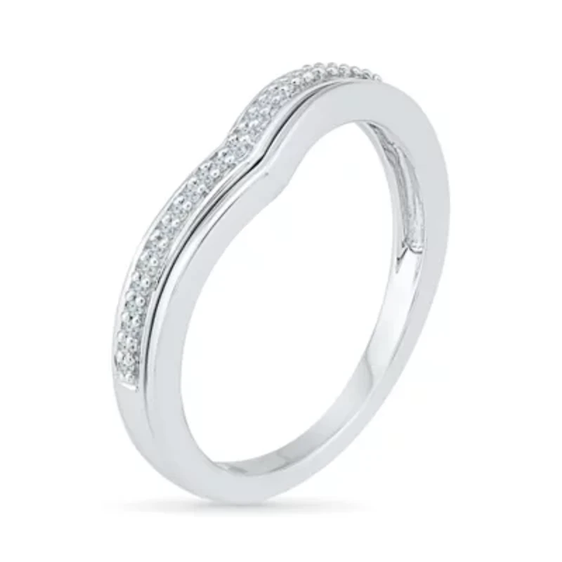 Womens 1/10 CT. T.W. Natural White Diamond 10K Gold Delicate Stackable Ring