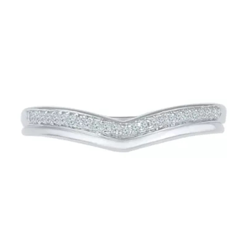 Womens 1/10 CT. T.W. Natural White Diamond 10K Gold Delicate Stackable Ring