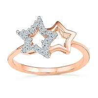 Womens 1/6 CT. T.W. Natural White Diamond 10K Gold Star Stackable Ring