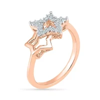 Womens 1/6 CT. T.W. Natural White Diamond 10K Gold Star Stackable Ring