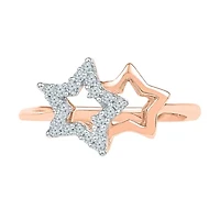 Womens 1/6 CT. T.W. Natural White Diamond 10K Gold Star Stackable Ring