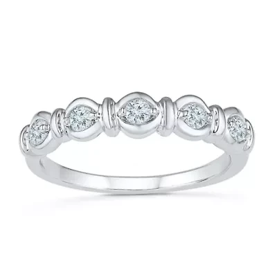 Womens 3/8 CT. T.W. Natural White Diamond 10K White Gold Stackable Ring