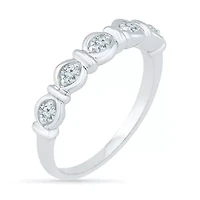 Womens 3/8 CT. T.W. Natural White Diamond 10K White Gold Stackable Ring