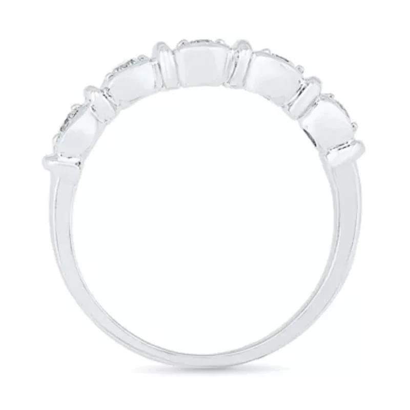 Womens 3/8 CT. T.W. Natural White Diamond 10K White Gold Stackable Ring