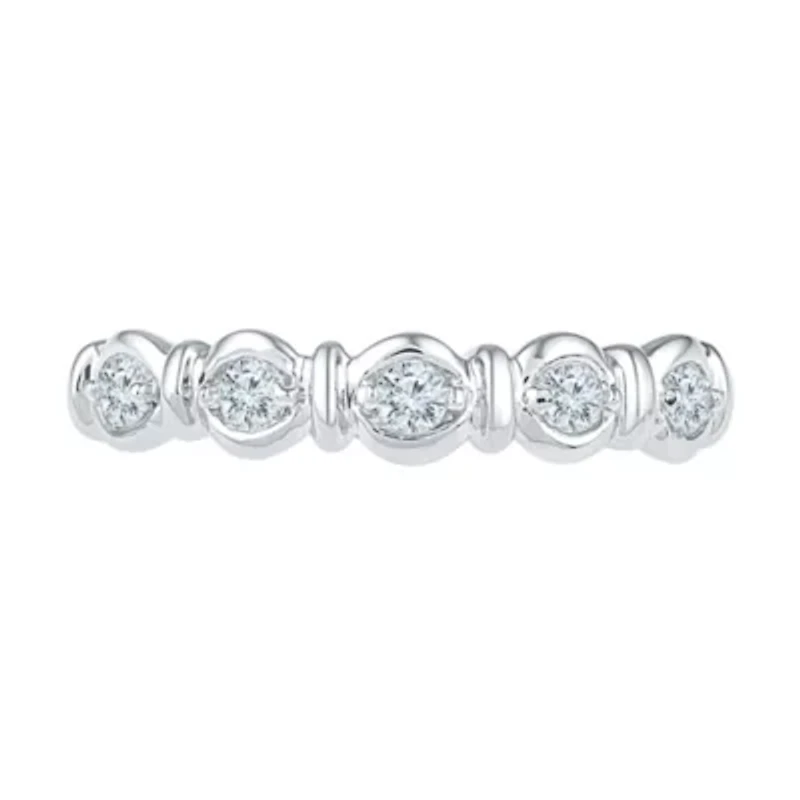 Womens 3/8 CT. T.W. Natural White Diamond 10K White Gold Stackable Ring
