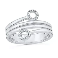 Womens 2MM Diamond Accent Natural White Diamond 10K Gold Circle Bypass  Band