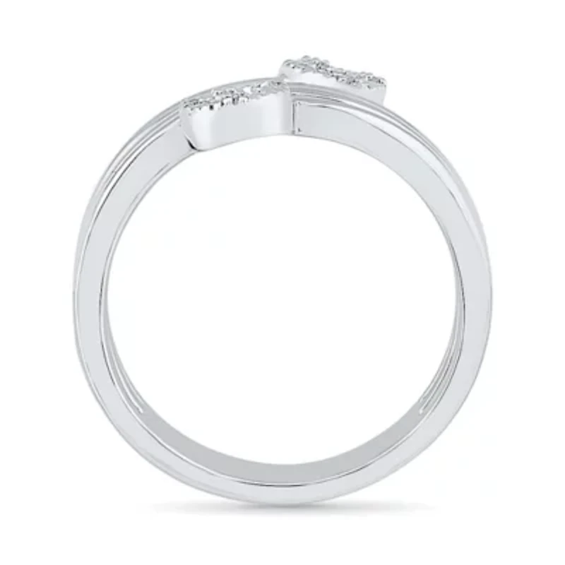 Womens 2MM Diamond Accent Natural White Diamond 10K Gold Circle Bypass  Band