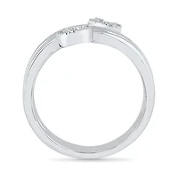 Womens 2MM Diamond Accent Natural White Diamond 10K Gold Circle Bypass  Band