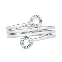 Womens 2MM Diamond Accent Natural White Diamond 10K Gold Circle Bypass  Band