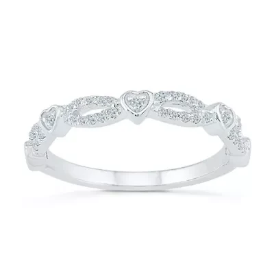 Womens 2MM 1/4 CT. T.W. Natural White Diamond 10K Gold Heart Band