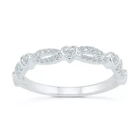 Womens 2MM 1/4 CT. T.W. Natural White Diamond 10K Gold Heart Band