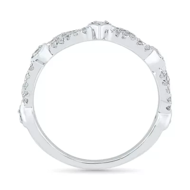 Womens 2MM 1/4 CT. T.W. Natural White Diamond 10K Gold Heart Band