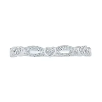 Womens 2MM 1/4 CT. T.W. Natural White Diamond 10K Gold Heart Band