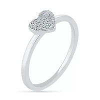Womens Diamond Accent Natural White Diamond 10K Gold Heart Cluster Cocktail Ring
