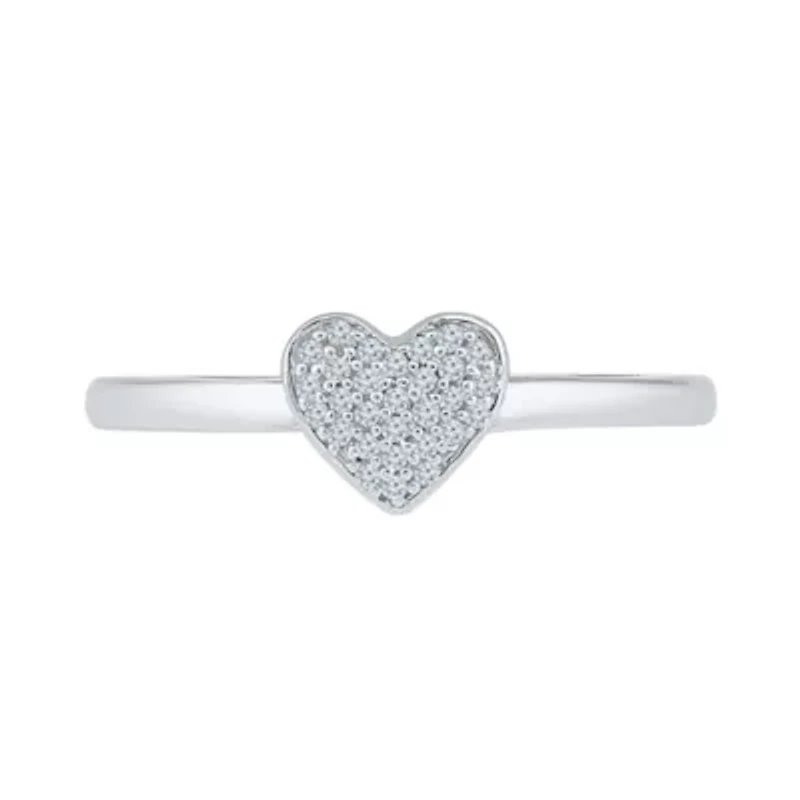 Womens Diamond Accent Natural White Diamond 10K Gold Heart Cluster Cocktail Ring