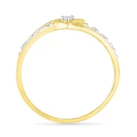 Womens Diamond Accent Natural White Diamond 10K Gold Heart Delicate Cocktail Ring